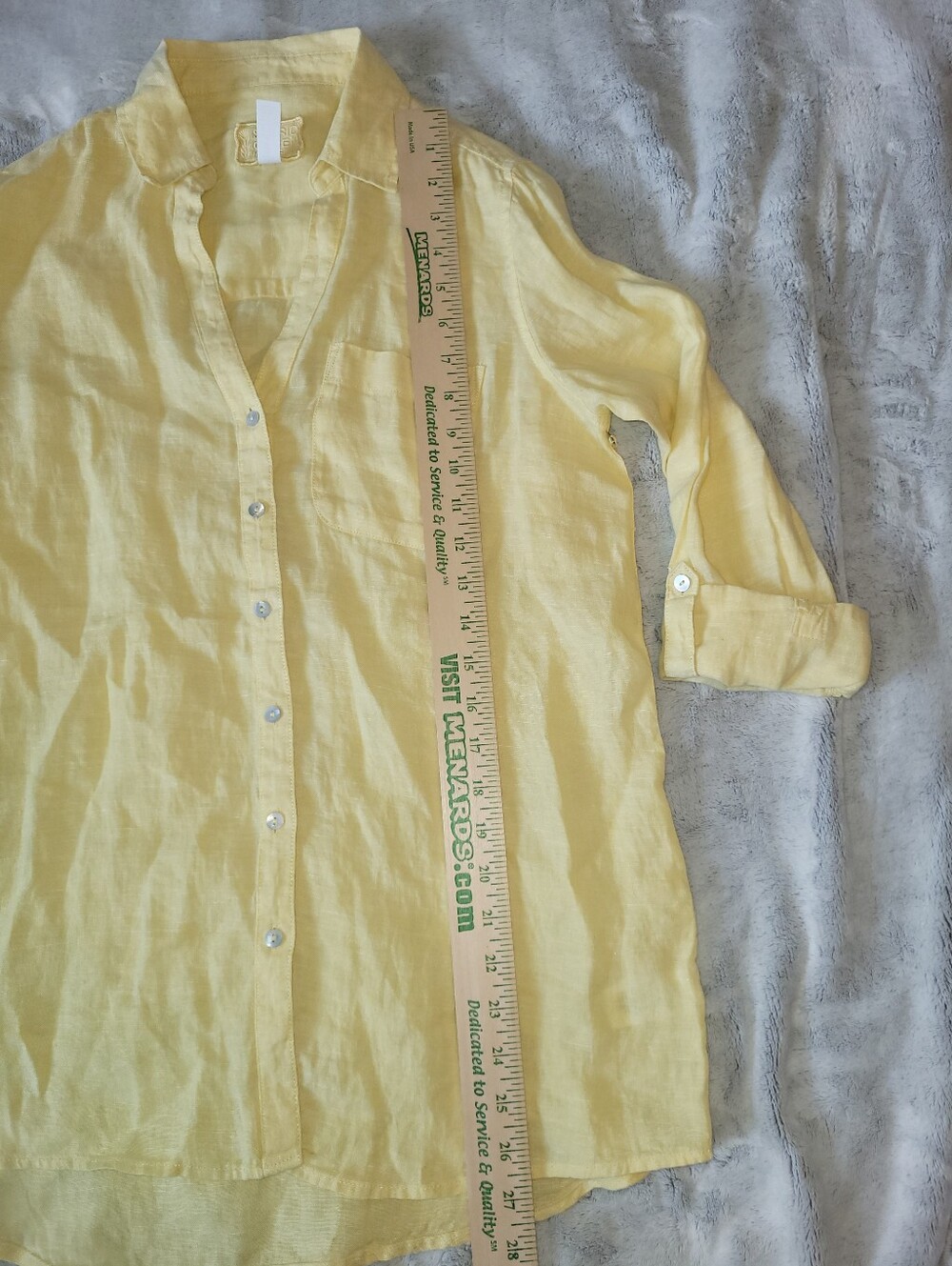 Sigrid Olsen Womens XS Oversized 100% Linen Roll Tab Sleeve Butter Yellow Shirt - Picture 7 of 12